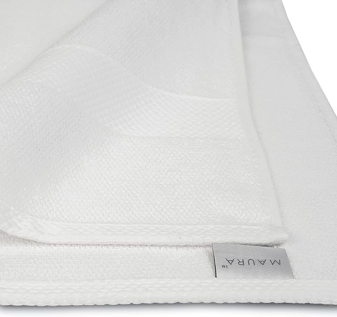 MAURA Premium Bath Towels 100% Cotton 27x54 Ultra Absorbent Quick Dry 4 Pack Soft Terry Bath Towels Set for Bathroom, Hotel and Spa Quality, White