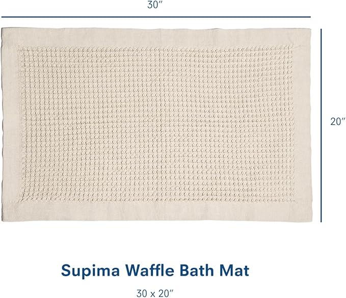 ONSEN Supima Cotton Waffle Bath Mat – Bathroom Rug, Washable Rug, Bathroom Floor Mat – Ultra-Absorbent, Quick-Dry, Soft & Durable Luxury Cotton - Oatmeal, 20x30 in
