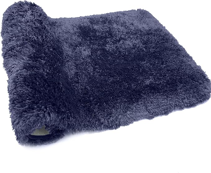 FIFU Bathroom Rugs 17" W x 24" L, Bath Mat for Bathroom, Bedroom, Laundry Room & Kitchen, Non-Slip Rubber Latex Backing, Extra Soft and Absorbent Microfiber Carpet, Machine Washable Rug, Navy Blue