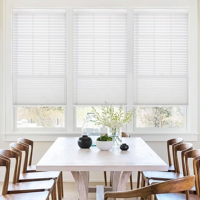 MYshade 1.5-Inch Cellular Cordless Light Filtering Shades,Thermal Insulating Noise Reducing Waterproof Blinds,Honeycomb Window Treatments for Indoor Light Control (White-38 W x 72" H)