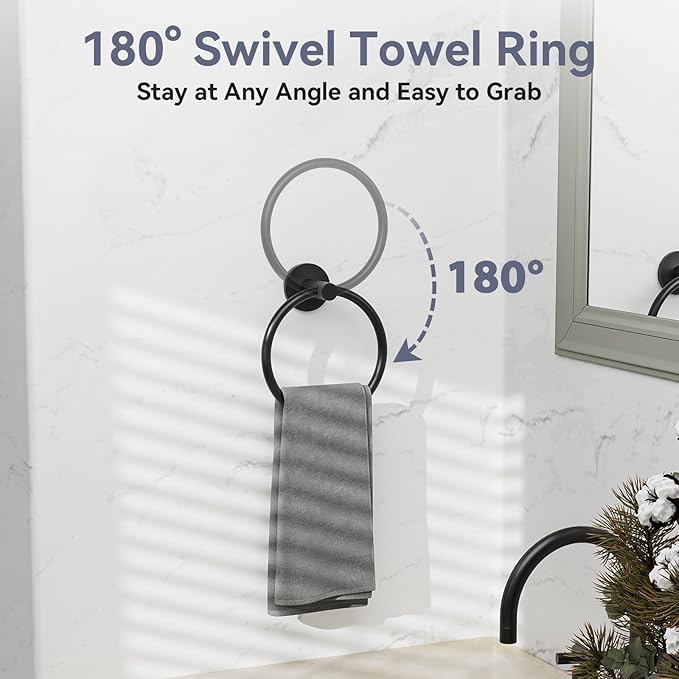 Matte Black Towel Bar Set, 18 Inch Bathroom Hardware Set, Wall Mounted Bathroom Towel Holder Set, Modern Bathroom Accessories, Durable SUS304 Stainless Steel, 4-Piece
