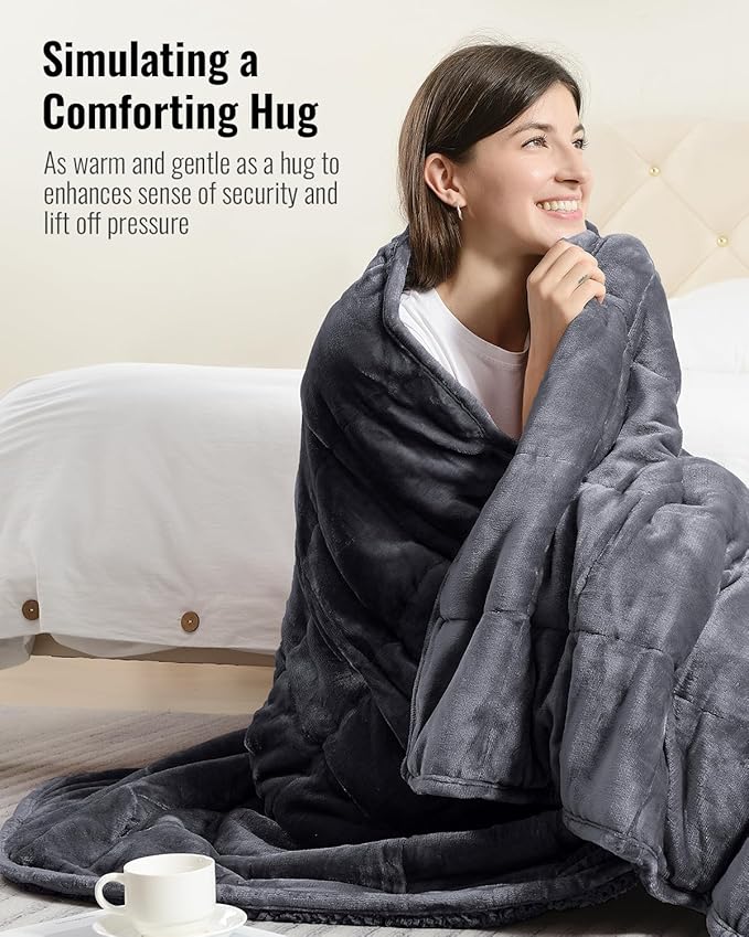 Uttermara Weighted Blanket Twin 15 Pounds for Adults, Sherpa Weighted Blanket for Couch Bed, Ultra Fluffy Warm Sherpa Cozy Plush Flannel Fleece, Heavy Blanket Great for Calm, 48"x72" Dark Grey