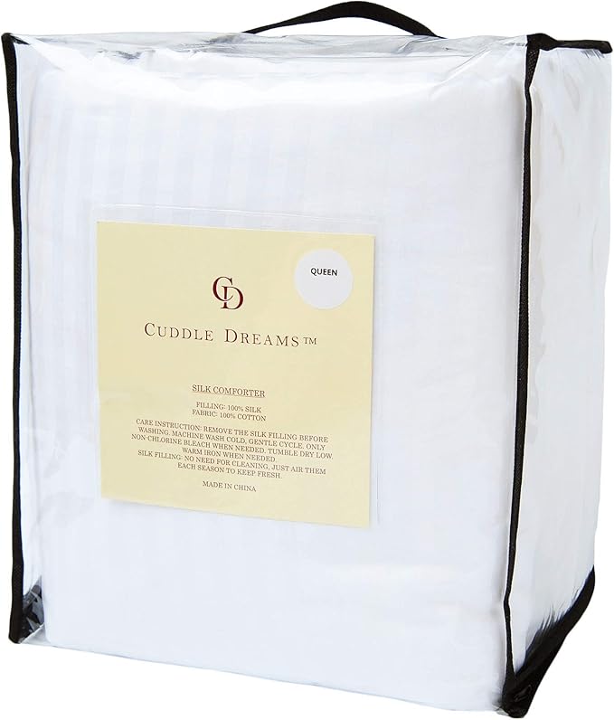 CUDDLE DREAMS Silk Comforter for Spring/Summer/Fall, 100% Long-Strand Silk Filling, Natural & Breathable (Cal. King Size)