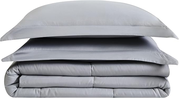London Fog Garment Washed Solid Comforter Set Grey Microfiber 3-Piece King Comforter Set, Solid Themed, Adult and Teen, Oeko-TEX Certified