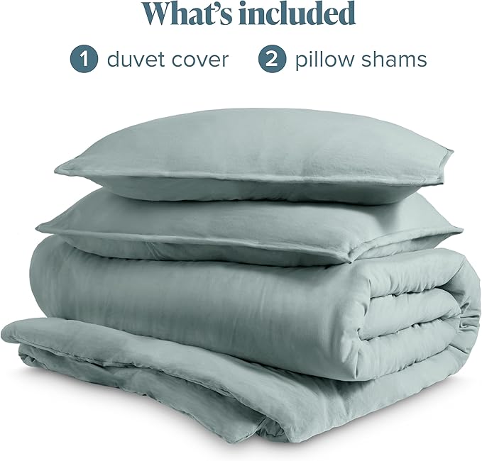 Bare Home Microfiber Duvet Cover Set - Ultra Soft Washed Microfiber - King/California King - Linen-Like Look - Easy Care - Breathable Fabric - Our Softest Duvet Cover Set (King/Cal King, Sea Spray)