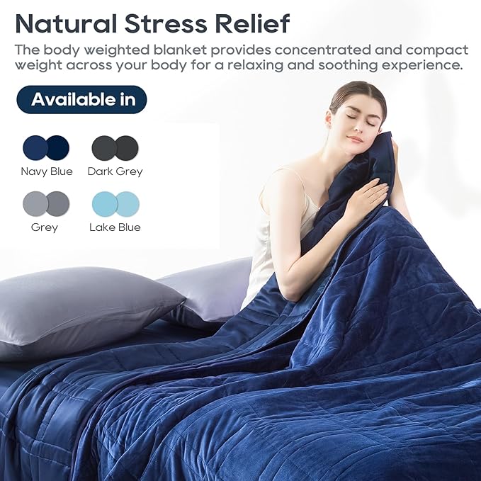King Size Weighted Blanket 20lbs(88''x104'', Dual-Sided), Reversible King Weighted Blanket with Cozy Warm Velvet & Cooling Tencel Fabric for Adults & Couple All Season - Carry Bag Included, Navy Blue