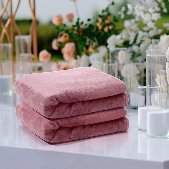 Tinideya 12 Pcs Flannel Fleece Throw Blanket Bulk 50 x 60 Inch Soft Fleece Blanket Warm Throw Blanket Coral Blankets for Couch Sofa Home Wedding Gifts Season (Light Pink)