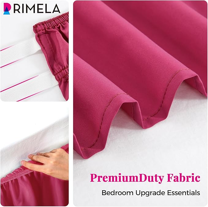 RIMELA Rose Purple Bed Skirt Queen Size 15 Inch Drop Elastic Wrap Around Dust Ruffle Bedding Bedskirt, Bed Skirt for Adjustable Bed Base, Soft Durable Fabric Machine Washable Easy to Install