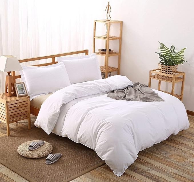 1000 Thread Count Super King Duvet Cover Set 100% Egyptian Cotton, True Luxury Hotel Quality 1 Duvet Cover with 2 Pillow Sham - 3 Pieces Comforter Cover with Zipper Closure (White)