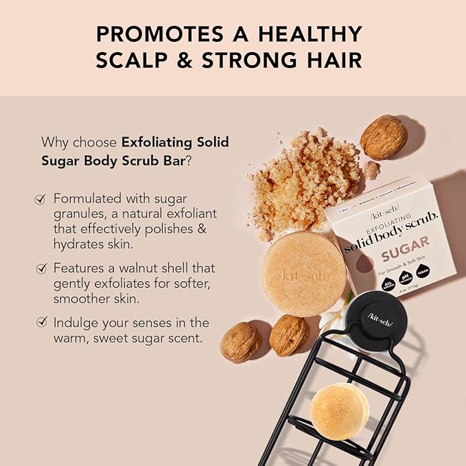 Kitsch Dry Brushing Body Brush & Exfoliating Sugar Body Scrub Bar with Discount