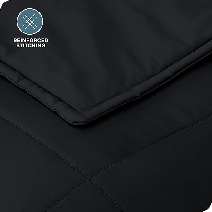 Bare Home Weighted Blanket Full or Queen Size 15lb (48" x 72") for Adults - All-Natural 100% Cotton - Premium Heavy Blanket Nontoxic Glass Beads (Black, 48"x72")