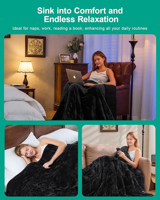 Super Fuzzy Soft Sherpa Fleece Weighted Blanket, 15 lbs Dual Sided Fluffy Heavy Weighted Blankets for Adults - No Bunching with Double Layers of Soft Inner Lining (60"x 80", 15 Pounds)