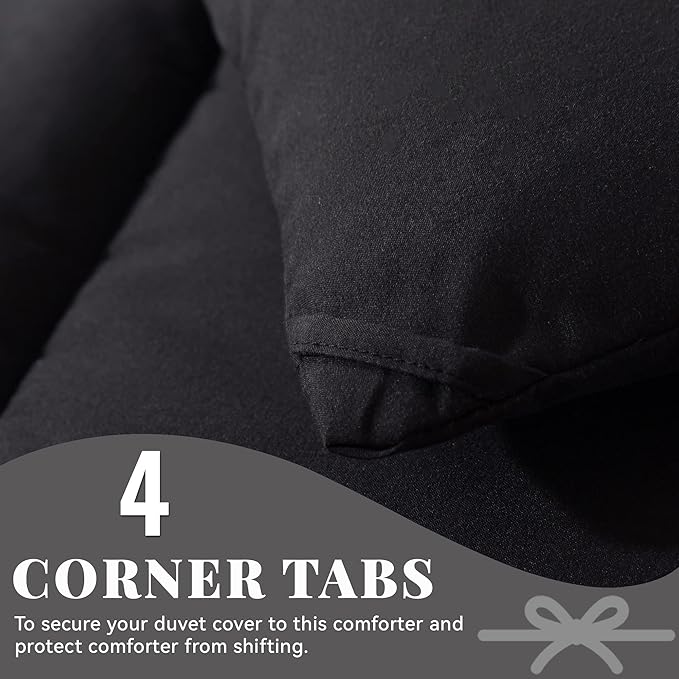Cosybay Down Alternative Comforter (Black, Full) - All Season Soft Quilted Full Size Bed Comforter - Duvet Insert with Corner Tabs - Winter Summer Warm Fluffy, 82x86 inches