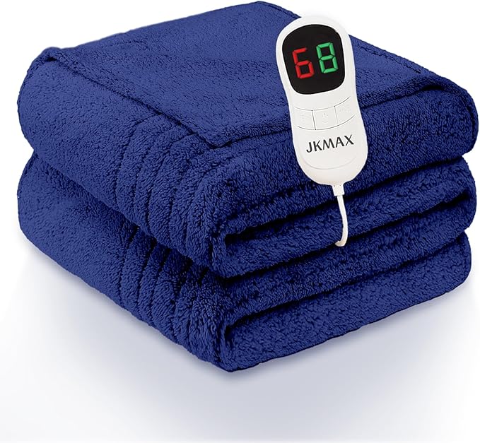 Heated Electric Blanket King Size - 100"x90" Heating Blanket with 10 Heating Levels & 5 Time Settings Over-Heat Protection, Winter Warmer for Adults with ETL Certification（Navy Blue）