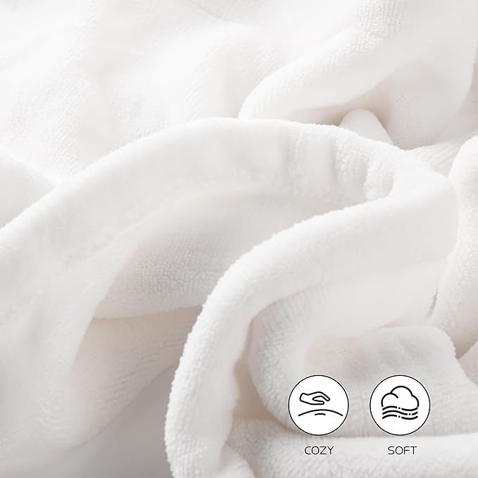 Electric Heated Blanket 90"x100" King Size, Soft Coral Fleece, Dual Controllers with 4 Heating Levels and 10 Hours Auto-Off, Machine Washable, Cozy Plush Fabric for Home, White