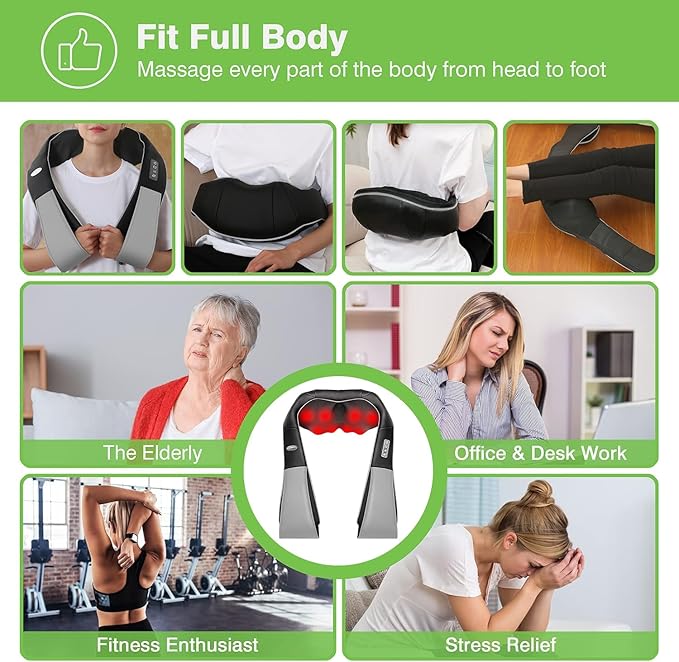 cotsoco Neck Massager, Shiatsu Neck and Back Massager with Heat for Pain Relief, Deep Tissue 3D Kneading Massage Pillow, Relaxation Gifts for Men and Women, Gifts for Dad, Elderly,Wife（Gray）