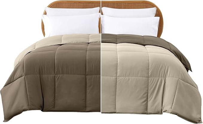 Modern Threads Down Alternative Reversible Comforter Taupe/Champagne Twin