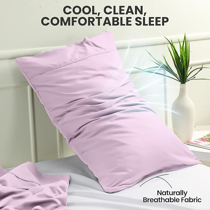 Pillow Covers by Utopia Bedding - Queen Size 2-Pack – Soft Brushed Microfiber – Perfect for Hospitals, Hotels, Guest Rooms – Oeko-TEX Certified, 20x30 Inches (Lavender)