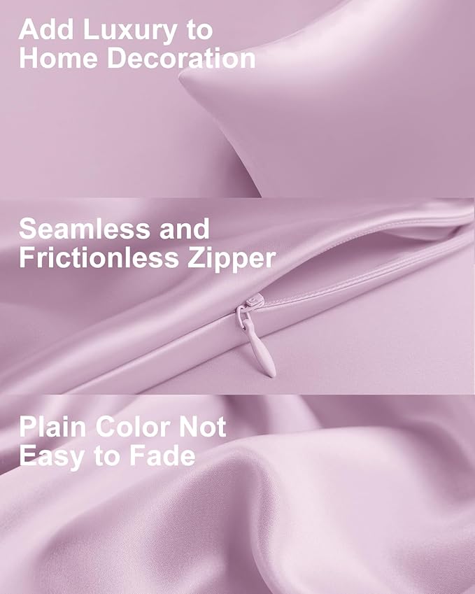 THXSILK Set of 2 Silk Pillowcase for Hair and Skin, 100% Mulberry Silk Bed Pillowcase 22 Momme, Hypoallergenic Soft Breathable Silk Pillow Case with Hidden Zipper, King Size 20"x36", Light Purple