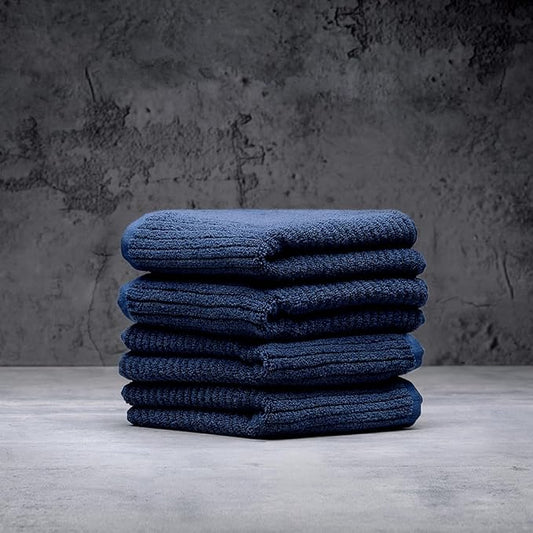 LUXOME Luxury Performance 4-Piece Hand Towel Set | Patented Quick-Dry Tech | Ultra Soft | 16" W x 30" L | Harbor (Navy)