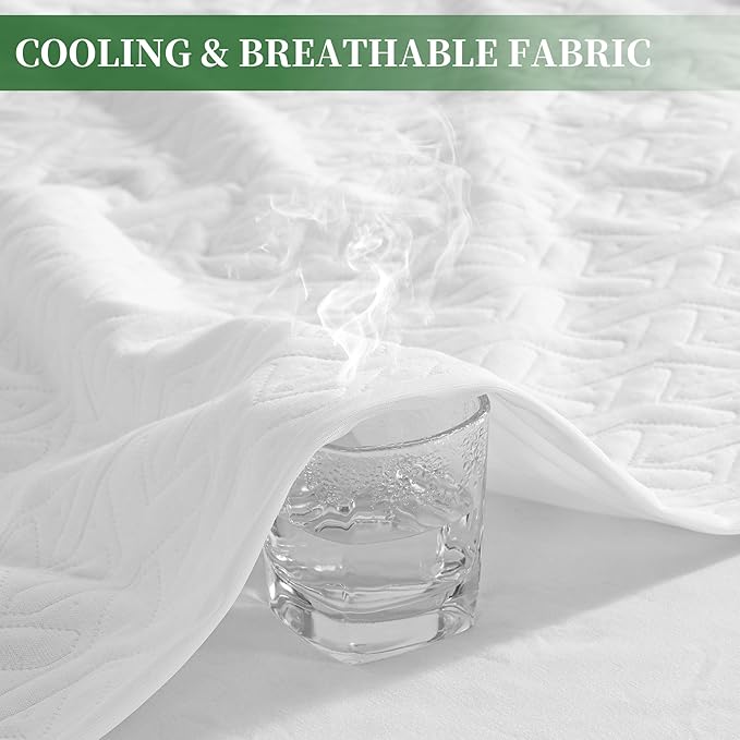 Premium King Size Mattress Protector, 100% Waterproof HN Cooling Bed Mattress Cover,5D Breathable Noiseless Fitted 8"-21" Extra Deep Pocket Washable Anti Slip and Wear-Resistant(3-in-1,King)