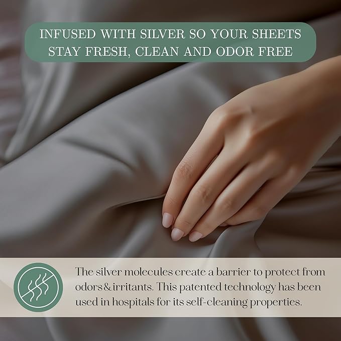 CASILVA Eucalyptus Sheets - Infused with Silver for Anti-Odor, Softer Than Silk Fibers, More Cooling Than Cotton - Perfect for Hot Sleepers & Sensitive Skin - 100% Tencel Lyocell - Twin Sheet Set