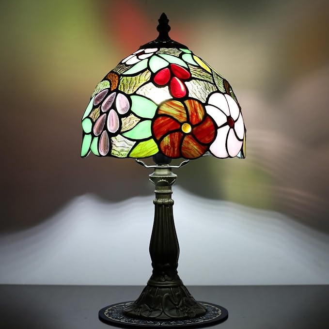 Tiffany Table lamp, Suitable for Bedroom nightstands and Living Rooms. A Colored Glass Table lamp with a Size of 8 inches, which can be Used as a Reading lamp for Home and Office.