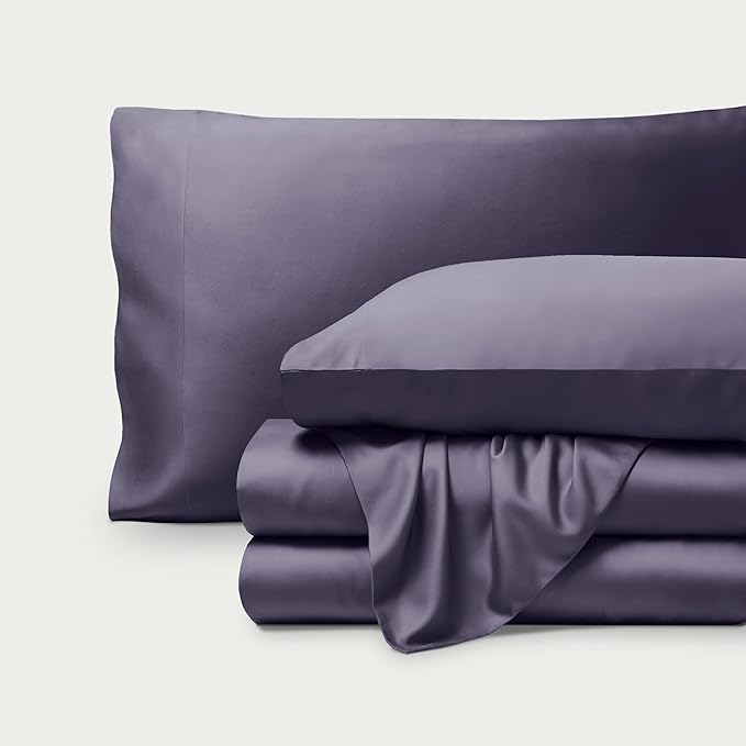 Bare Home 100% Rayon Made from Bamboo Queen Sheet Set - 4 Piece Bedding Set - Deep Pockets - Breathable - Easy Fit - Bedding Sheets & Pillowcases (Queen, Dusty Purple)