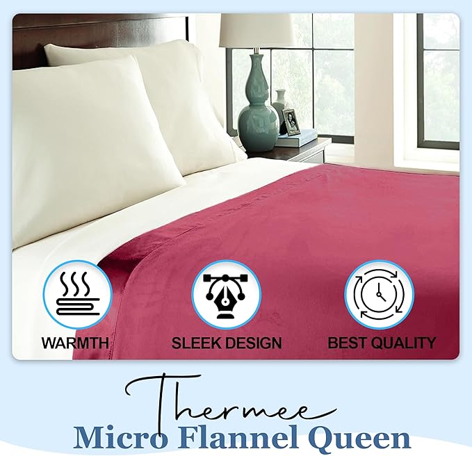 Thermee Micro Flannel King Size Blankets, Lightweight All Seasons Cozy Blanket, Throw Blankets for Home and Living Room, Comfy & Soft Blanket for Couch, Machine Wash, No Pilling - Burgundy