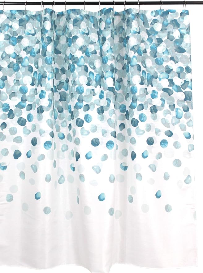 Serafina Home Mineral Blue Teal Modern Fabric Shower Curtain for Bathroom: Cascading Water Splash Pattern of Turquoise, Aqua, and White
