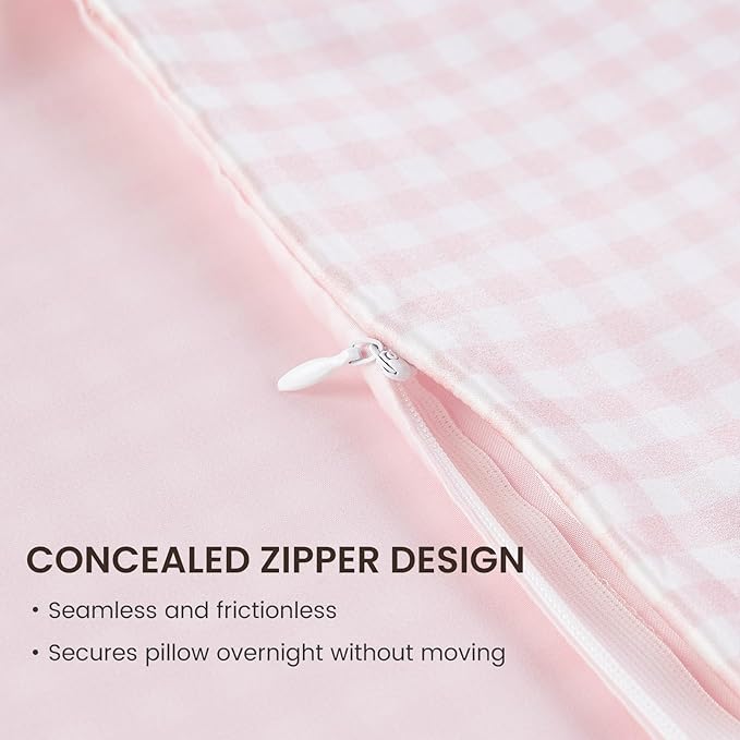 THXSILK Pink Plaid Style 6A+ Grade Mulberry Silk Pillowcase for Hair and Skin, 22 Momme Silk Pillow Case with Hidden Zipper, Organic Silk Pillowcase Standard Size 20x26 inches, 1PC, Pink Plaid