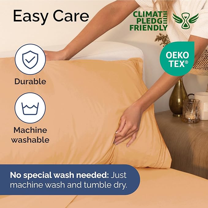 Full Size 4 Piece Sheet Set - Extra Soft, Breathable And Cooling Sheets - Hotel Luxury Durable Bed Sheets for Women & Men - Deep Pockets, Easy-Fit & Wrinkle-Free Sheets - Peach Oeko-Tex Bed Sheet Set