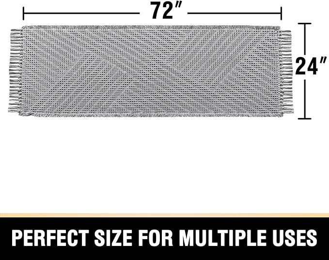 H.VERSAILTEX Waffle Bath Runner Rug Long Bath Mat Super Absorbent Boho Bath Rugs Non Slip Bath Runner for Bathroom Floor Machine Washable Dry Fast Bathroom Rugs with Tassels, 24" x 72", Dove