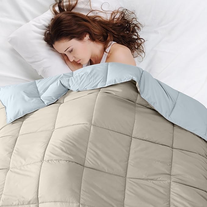 Modern Threads Down Alternative Reversible Comforter Beige/Light Blue Queen