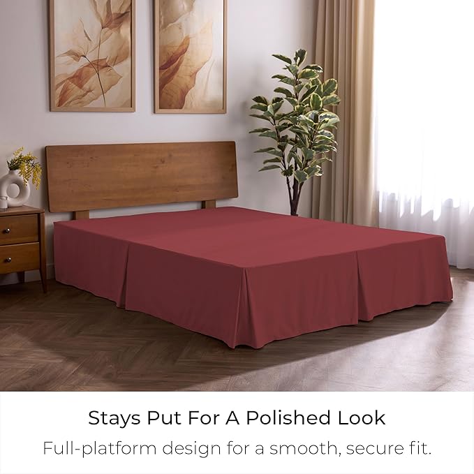 Mellanni Bed Skirt Twin Size - Bed Skirting - 15-Inch Tailored Drop Pleated Dust Ruffle - Hotel Luxury Bedding - Wrinkle, Fade, Stain Resistant - 1 Bedskirt (Twin, Brick Red)