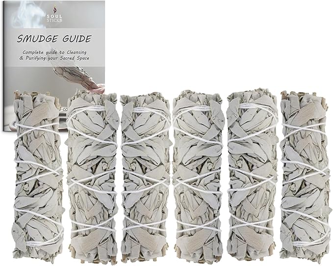 Ancient VEDA 9 Inch Big White Sage Smudge Sticks Bundle (6 Pack) Sage Sticks for Cleansing House, Stress Relief, Yoga | California Sage White Sage for Smudging and Negative Energy Cleanse