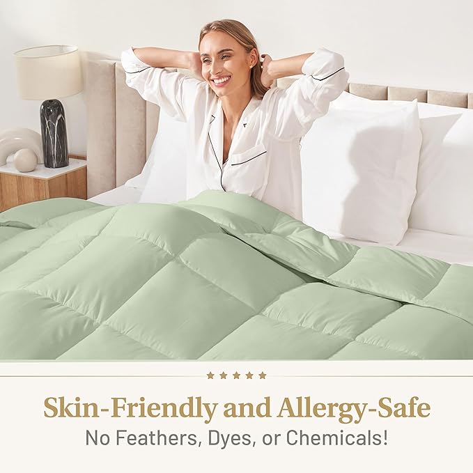 The Ultimate Luxury Fluffy Down Alternative Comforter Plush Premium Duvet Insert Thick Comforter All Season Breathable Hotel Collection Puffy Comforter (King Sage Green) …