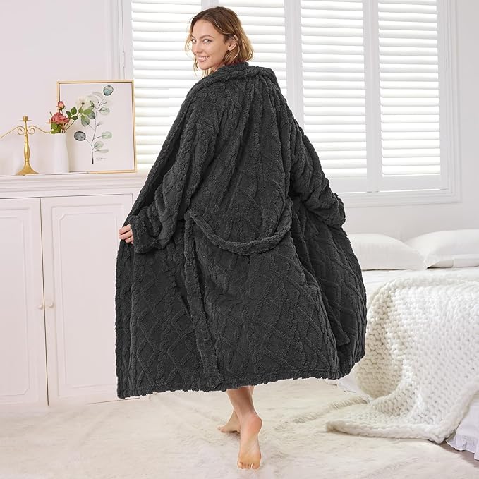 MIZZEO Microfiber Robes for Women, Cozy Soft Warm Plush Women Robe Plush Long Bathrobe