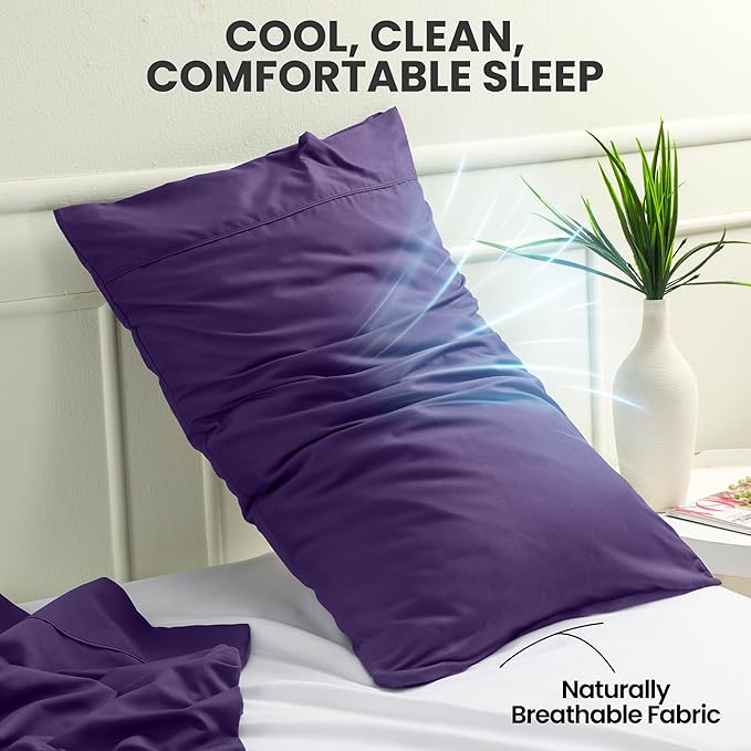 Pillow Covers by Utopia Bedding - Queen Size 2-Pack – Soft Brushed Microfiber – Perfect for Hospitals, Hotels, Guest Rooms – Oeko-TEX Certified, 20x30 Inches (Egg Plant)