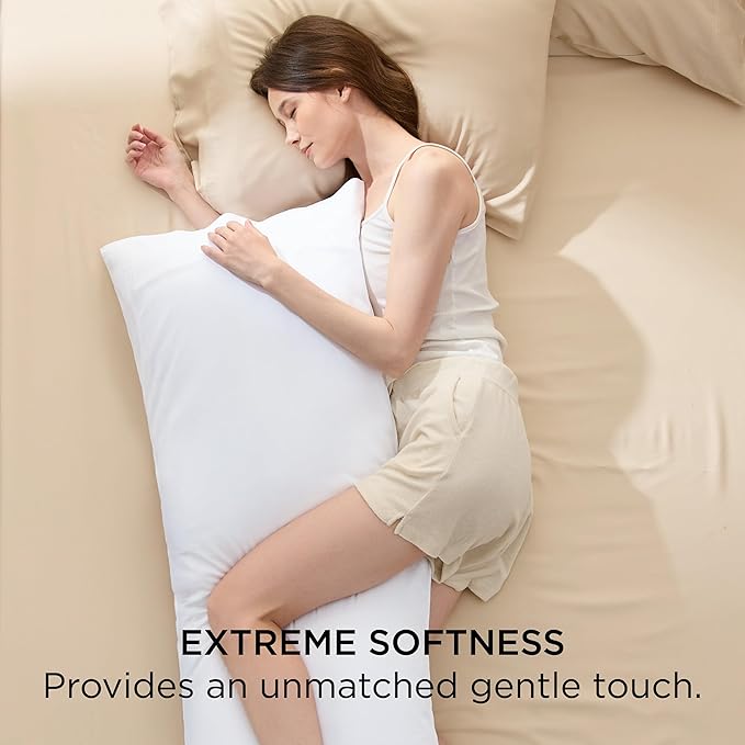 Bedsure Body Pillow Cover, Cooling Body Pillow Pillowcase for Hot Sleepers, Rayon Derived from Bamboo White Pillowcase, Breathable & Soft Long Pillow Case Cover with Envelope Closure, 20x54 Inches