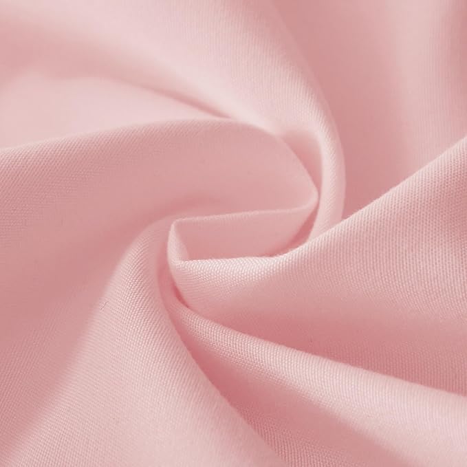 MEILA Wrap Around Bed Skirt Three Fabric Sides Elastic Dust Ruffled 14 Inch Tailored Drop,Easy to Install Fade Resistant-Pink, Twin/Full
