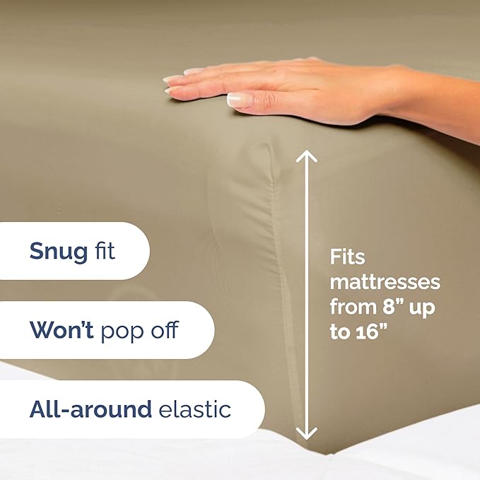 Twin Size 3 Piece Sheet Set - Extra Soft, Breathable & Cooling - Hotel Luxury Durable Bed Sheets for Women & Men - Deep Pockets, Easy-Fit & Wrinkle-Free - Light Caramel Oeko-Tex