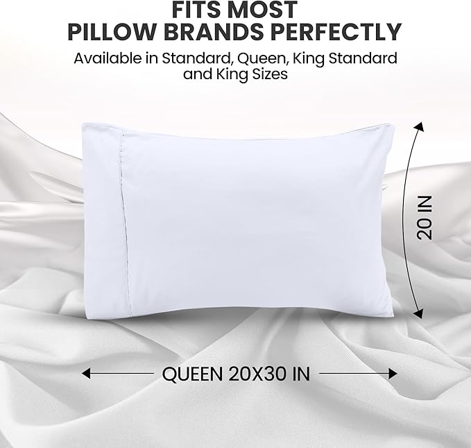 Pillow Covers by Utopia Bedding - Queen Size 2-Pack – Soft Brushed Microfiber – Perfect for Hospitals, Hotels, Guest Rooms – Oeko-TEX Certified, 20x30 Inches (White)