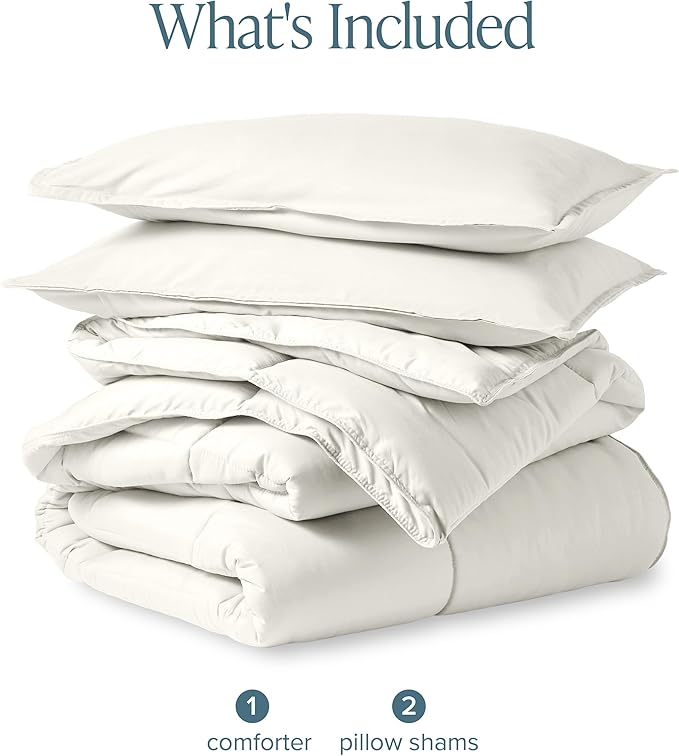 Bare Home Comforter Set - Oversized Queen Size - Ultra-Soft - Goose Down Alternative - Premium 1800 Series - All Season Warmth (Queen Oversized, Cream)