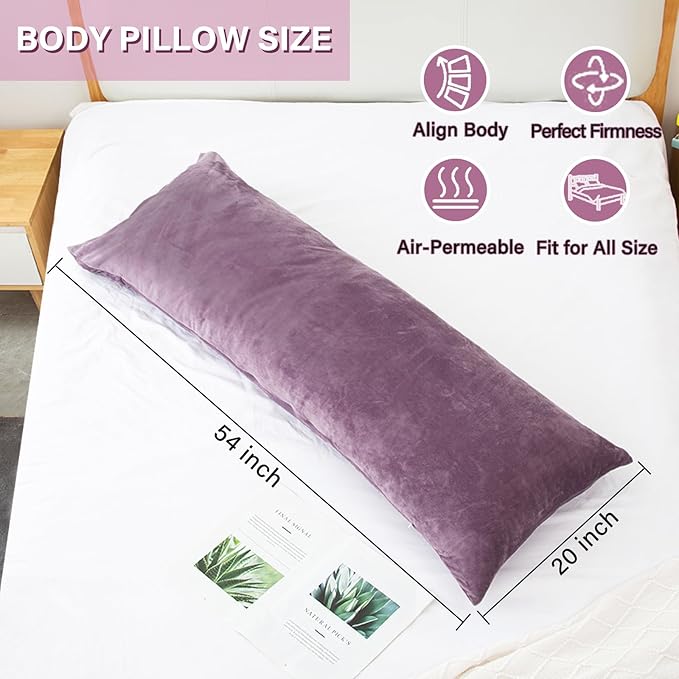 Body Pillow, Memory Foam Body Pillows for Adults Sleeping, Long Pillow for Bed, Big Large Firm Full Body Pillow for Side Sleeper, 20x54 Inch, Dark Purple