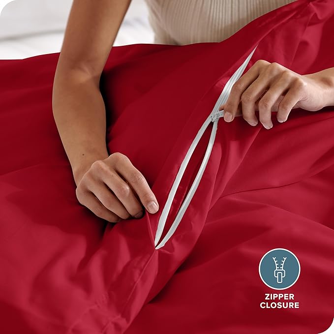 Bare Home Bedding Duvet Cover King Size - Premium 1800 Super Soft Collection - Lightweight, Cooling - Soft Breathable Bedding Duvet Cover (King, Red)