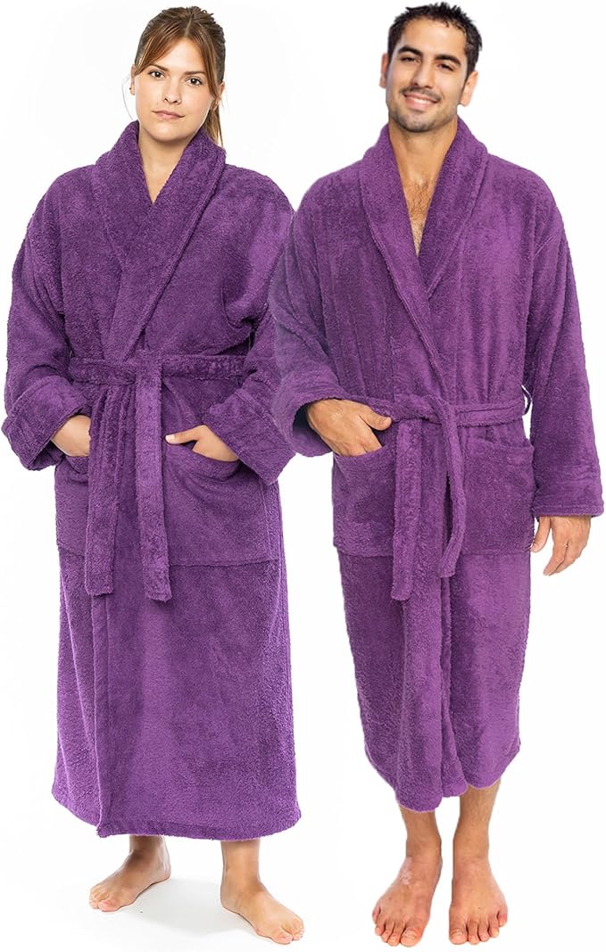 Classic Turkish Towels CTT Premium 100% Turkish Cotton Terry Cloth Bath Robe for Women & Men, Soft & Plush Long Unisex Robe