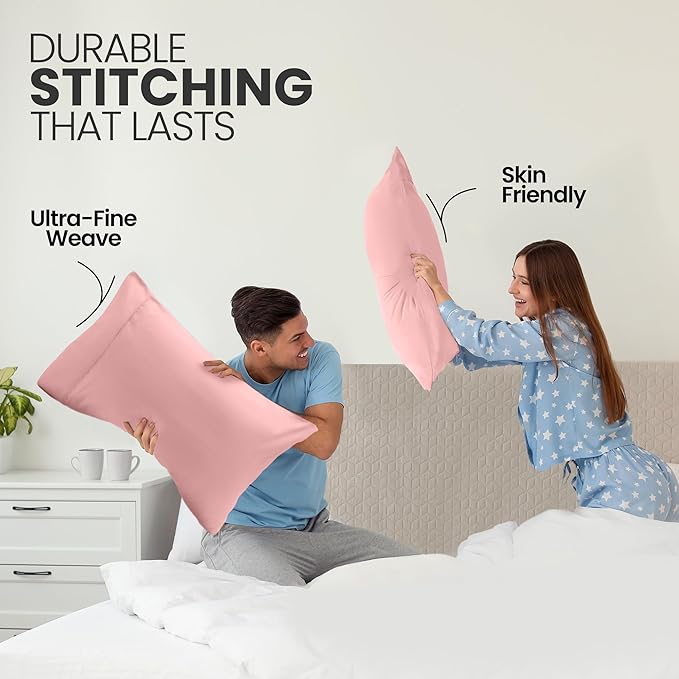 Pillow Covers by Utopia Bedding - Queen Size 2-Pack – Soft Brushed Microfiber – Perfect for Hospitals, Hotels, Guest Rooms – Oeko-TEX Certified, 20x30 Inches (Pink)