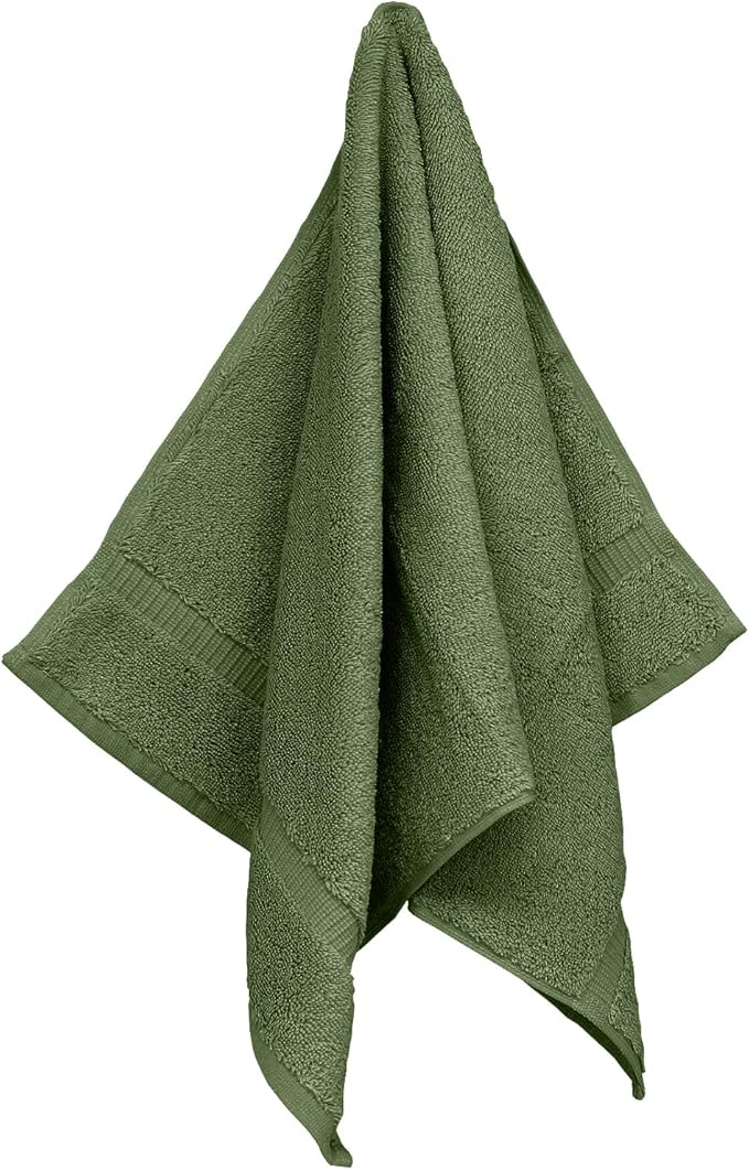 Luxury Hotel & Spa Ultra Soft Hand Towels 100% Turkish Cotton - Moss - Set of 4
