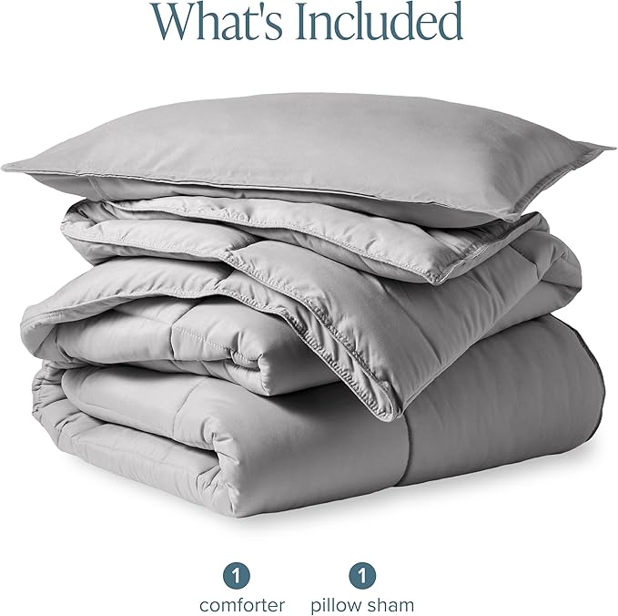 Bare Home Comforter Set - Twin/Twin Extra Long Size - Ultra-Soft - Goose Down Alternative - Premium 1800 Series - All Season Warmth (Light Grey)